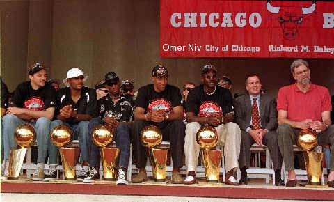 Chicago Bulls Six Championship Trophies